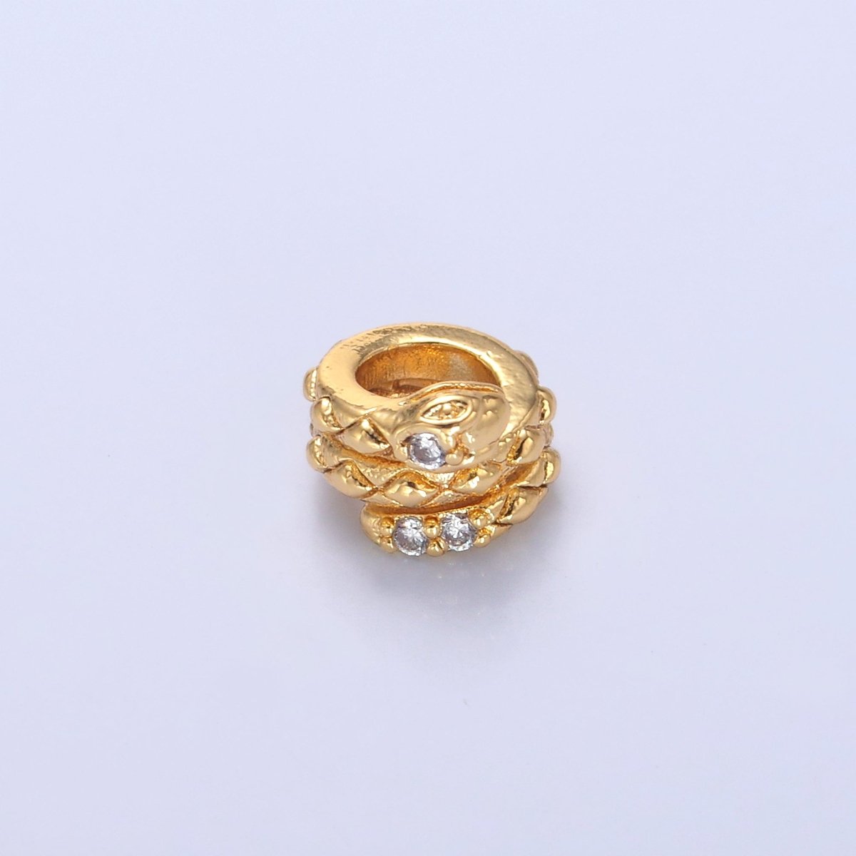 24K Gold Filled Clear CZ Snake Serpent Rondelle Bead in Gold & Silver | B634 - DLUXCA