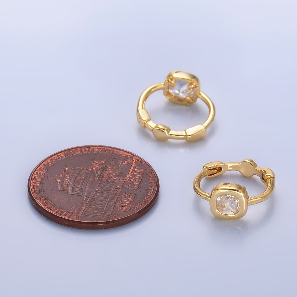 24K Gold Filled Clear CZ Square Huggie Earrings | AB1054 - DLUXCA