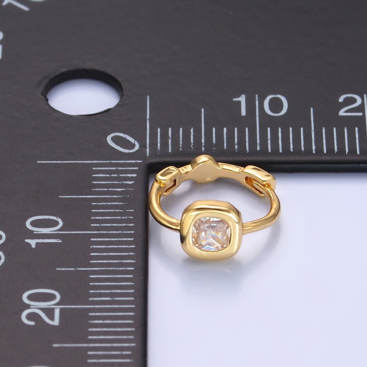 24K Gold Filled Clear CZ Square Huggie Earrings | AB1054 - DLUXCA