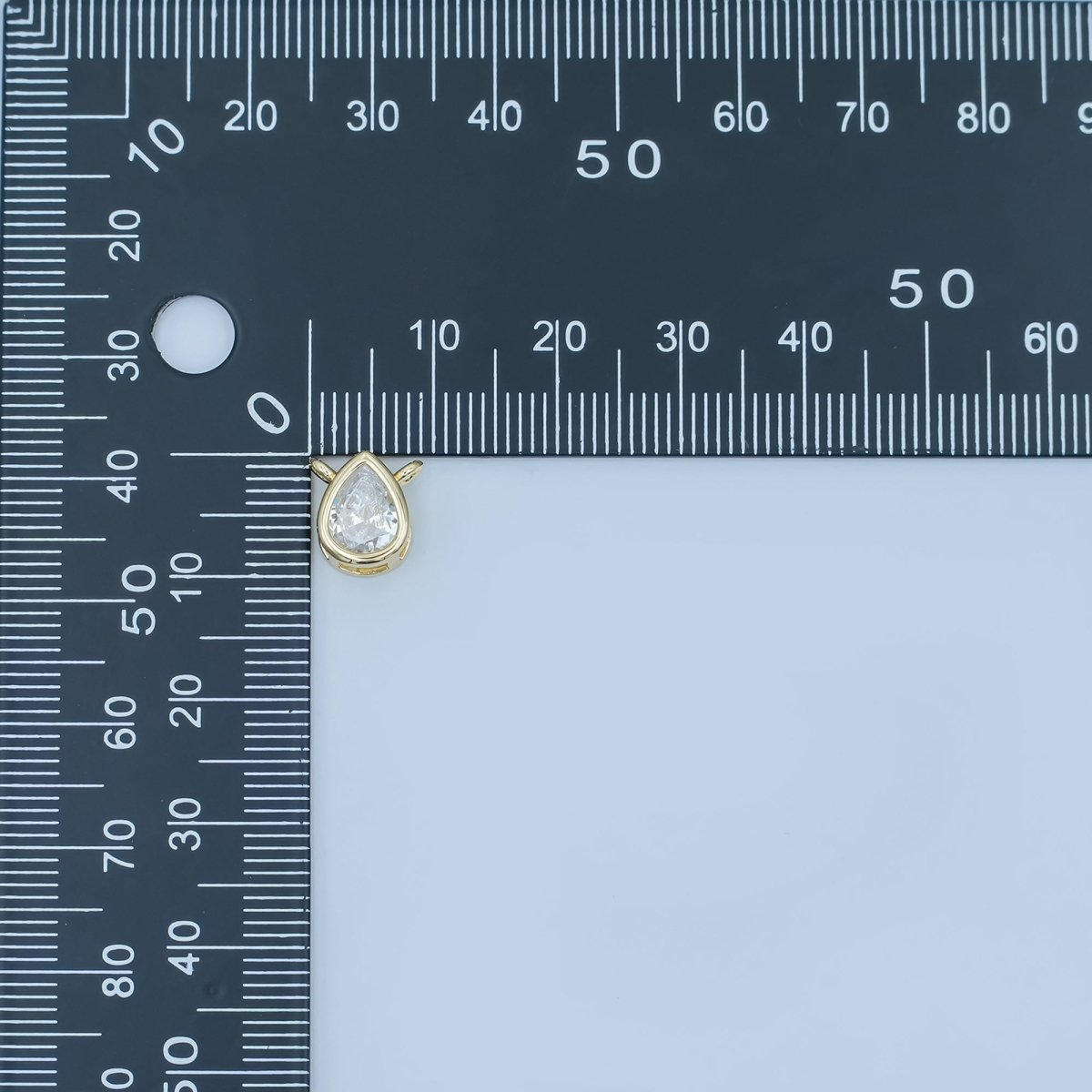 24K Gold Filled Clear CZ Teardrop Bezel Connector | Y013 - DLUXCA
