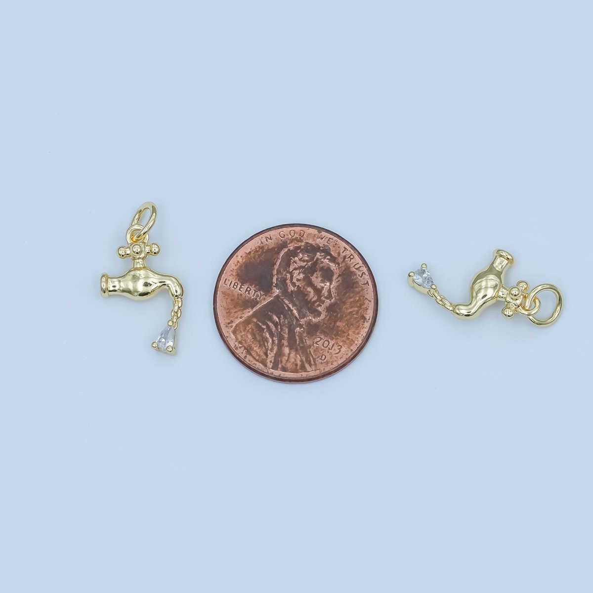 24K Gold Filled Clear CZ Teardrop Faucet Tap Water Charm | E349 - DLUXCA
