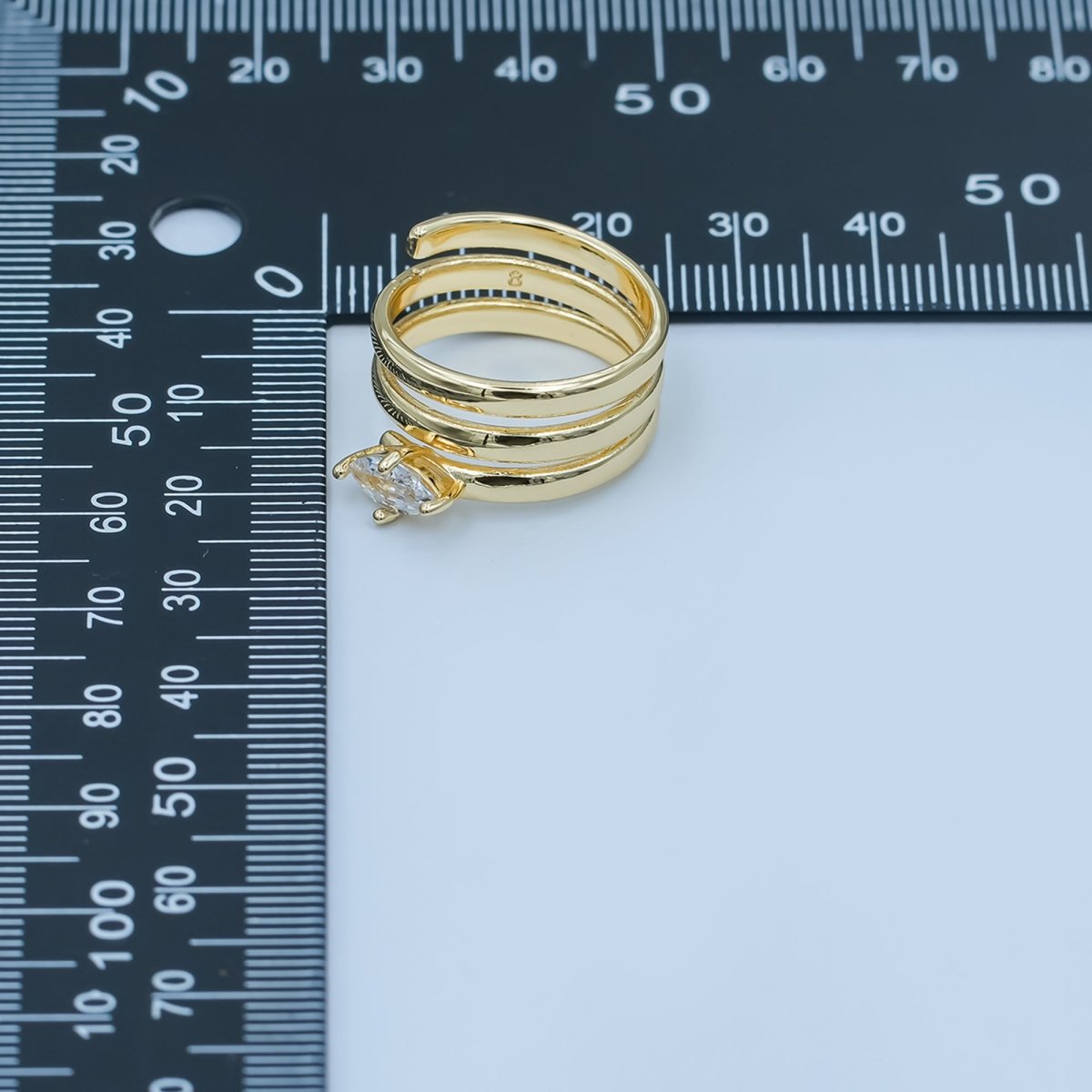24K Gold Filled Clear CZ Teardrop Multiple Band Wrap Ring in Gold & Silver | O920 O923 O986 O987 - DLUXCA