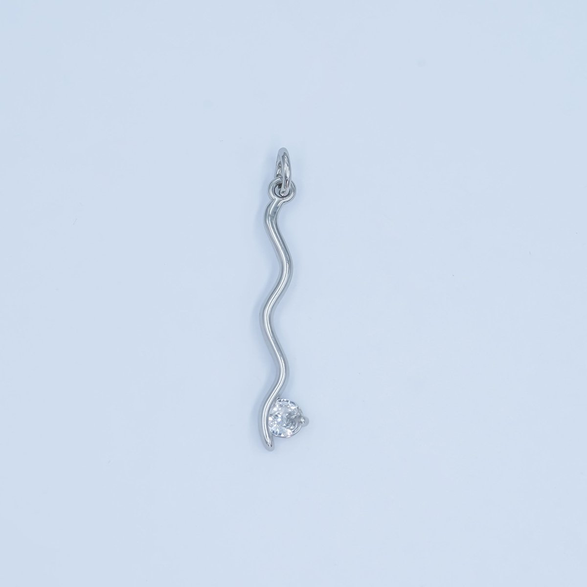 24K Gold Filled Clear CZ Wavy Geometric Charm in Gold & Silver | E234 - DLUXCA