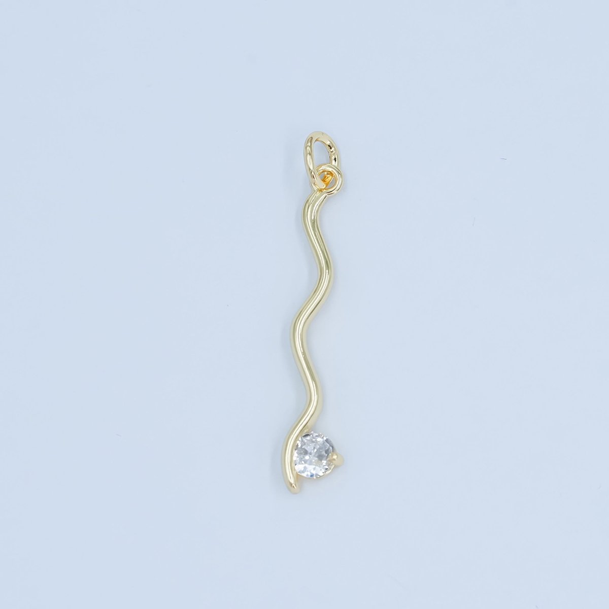 24K Gold Filled Clear CZ Wavy Geometric Charm in Gold & Silver | E234 - DLUXCA