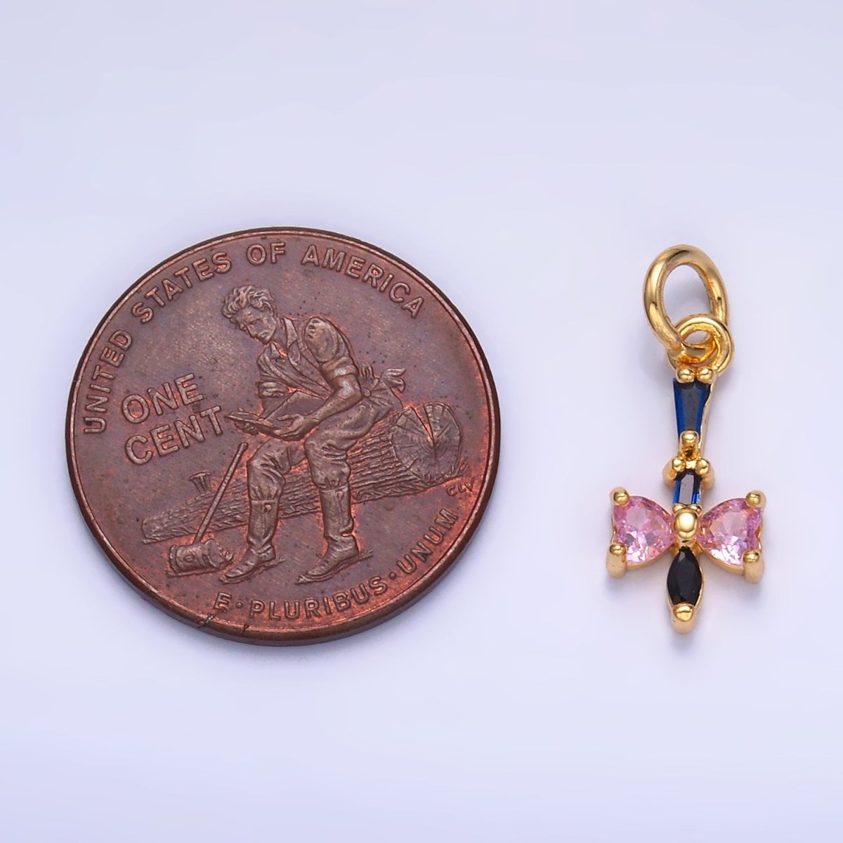 24K Gold Filled Clear, Multicolor CZ Baguette Geometric Charm in Gold & Silver | W817 W818 - DLUXCA