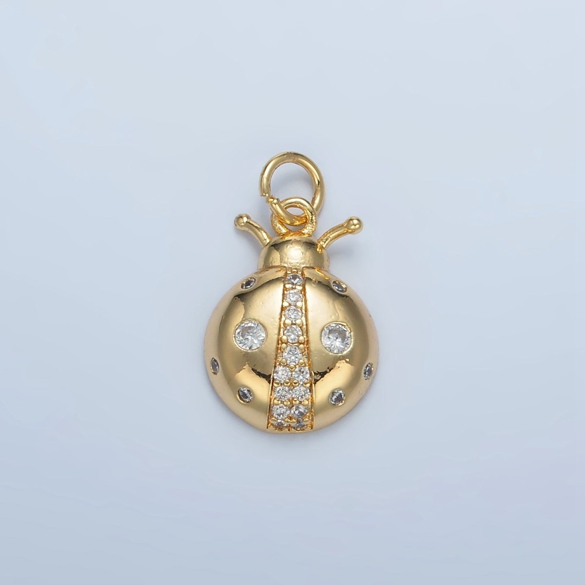 24K Gold Filled Clear, Multicolor CZ Ladybug Insect Animal Charm | E179 - DLUXCA