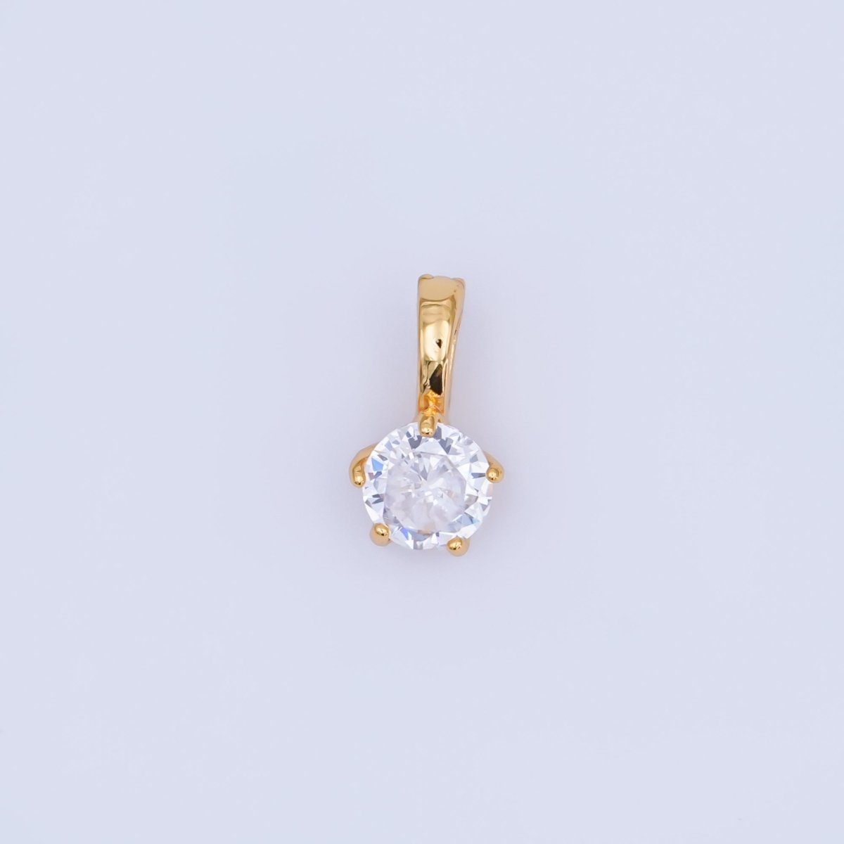 24K Gold Filled Clear, Pink, Blue CZ Round Solitaire Pendant | AH412 AH413 - DLUXCA