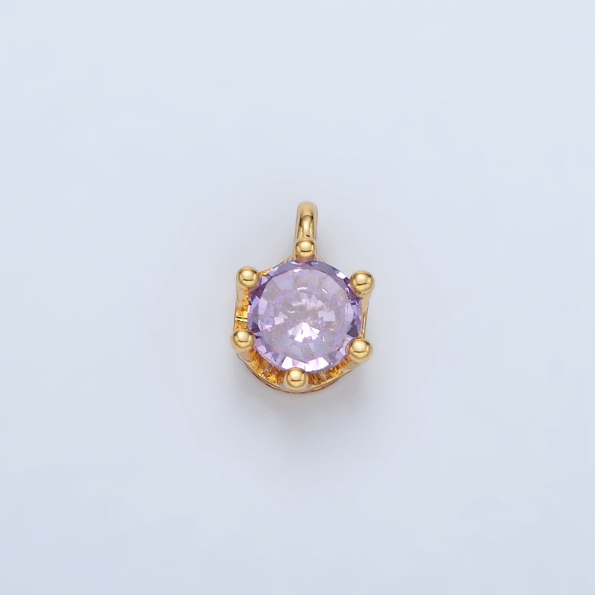 24K Gold Filled Clear, Purple, Green, Pink, Peach, Red, Olive Mini Round CZ Charm | AC132 - AC135 - DLUXCA