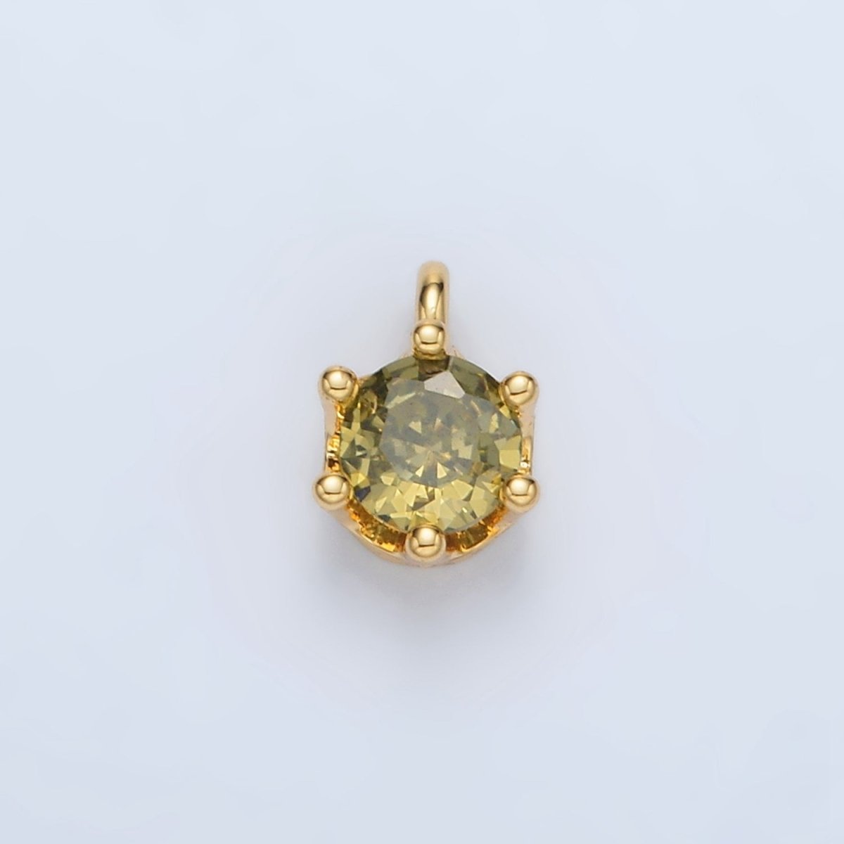 24K Gold Filled Clear, Purple, Green, Pink, Peach, Red, Olive Mini Round CZ Charm | AC132 - AC135 - DLUXCA