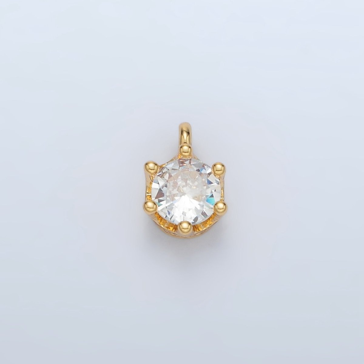 24K Gold Filled Clear, Purple, Green, Pink, Peach, Red, Olive Mini Round CZ Charm | AC132 - AC135 - DLUXCA