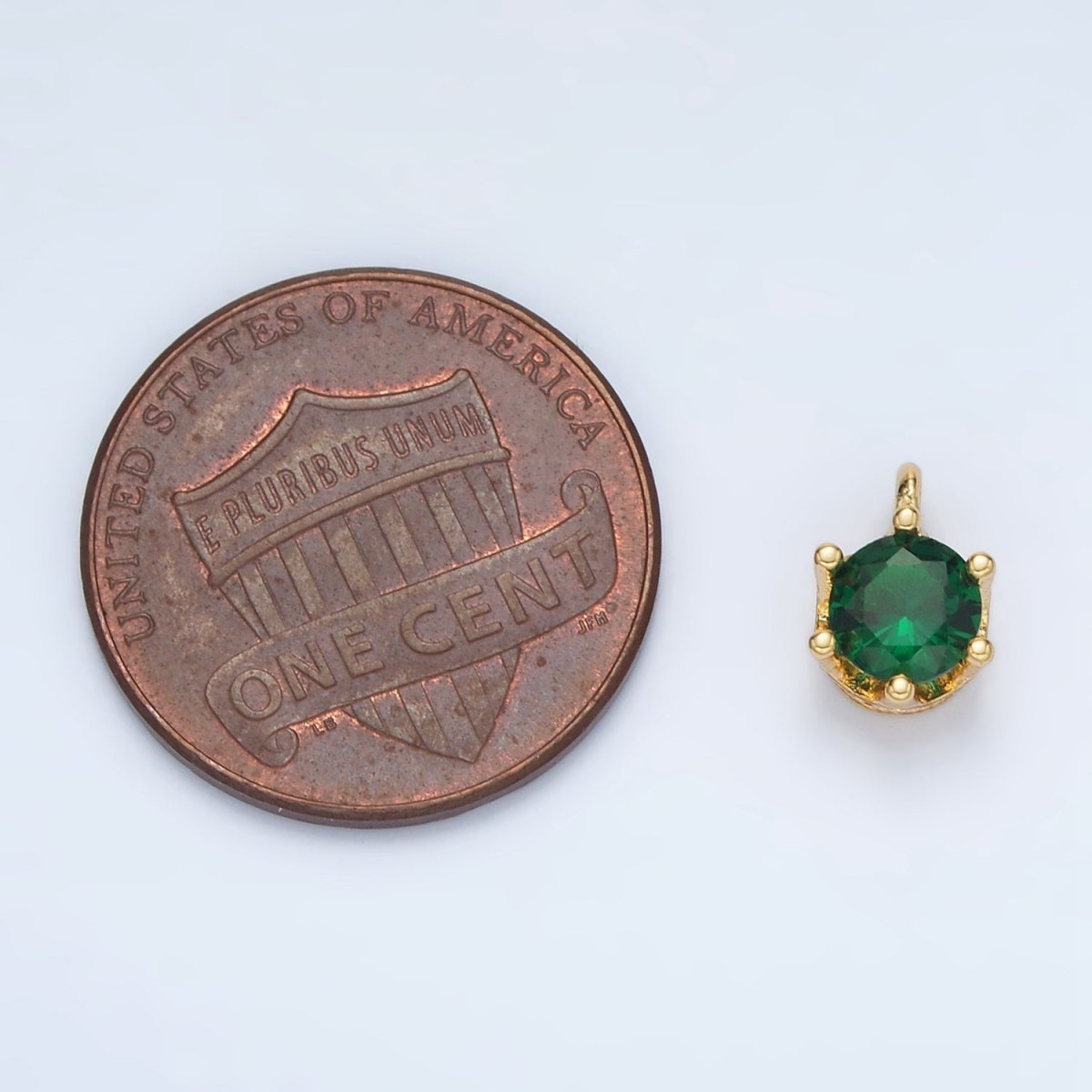 24K Gold Filled Clear, Purple, Green, Pink, Peach, Red, Olive Mini Round CZ Charm | AC132 - AC135 - DLUXCA