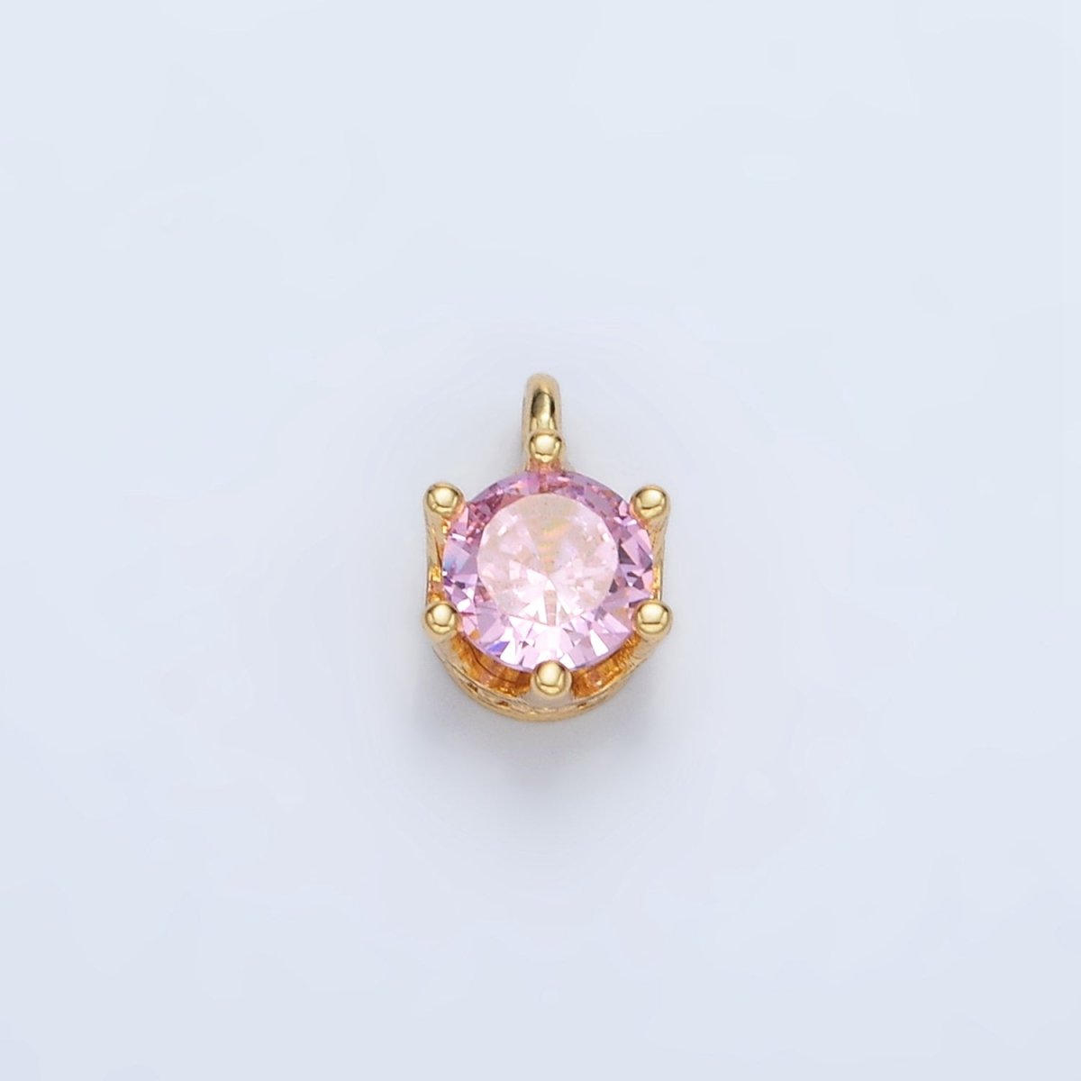 24K Gold Filled Clear, Purple, Green, Pink, Peach, Red, Olive Mini Round CZ Charm | AC132 - AC135 - DLUXCA