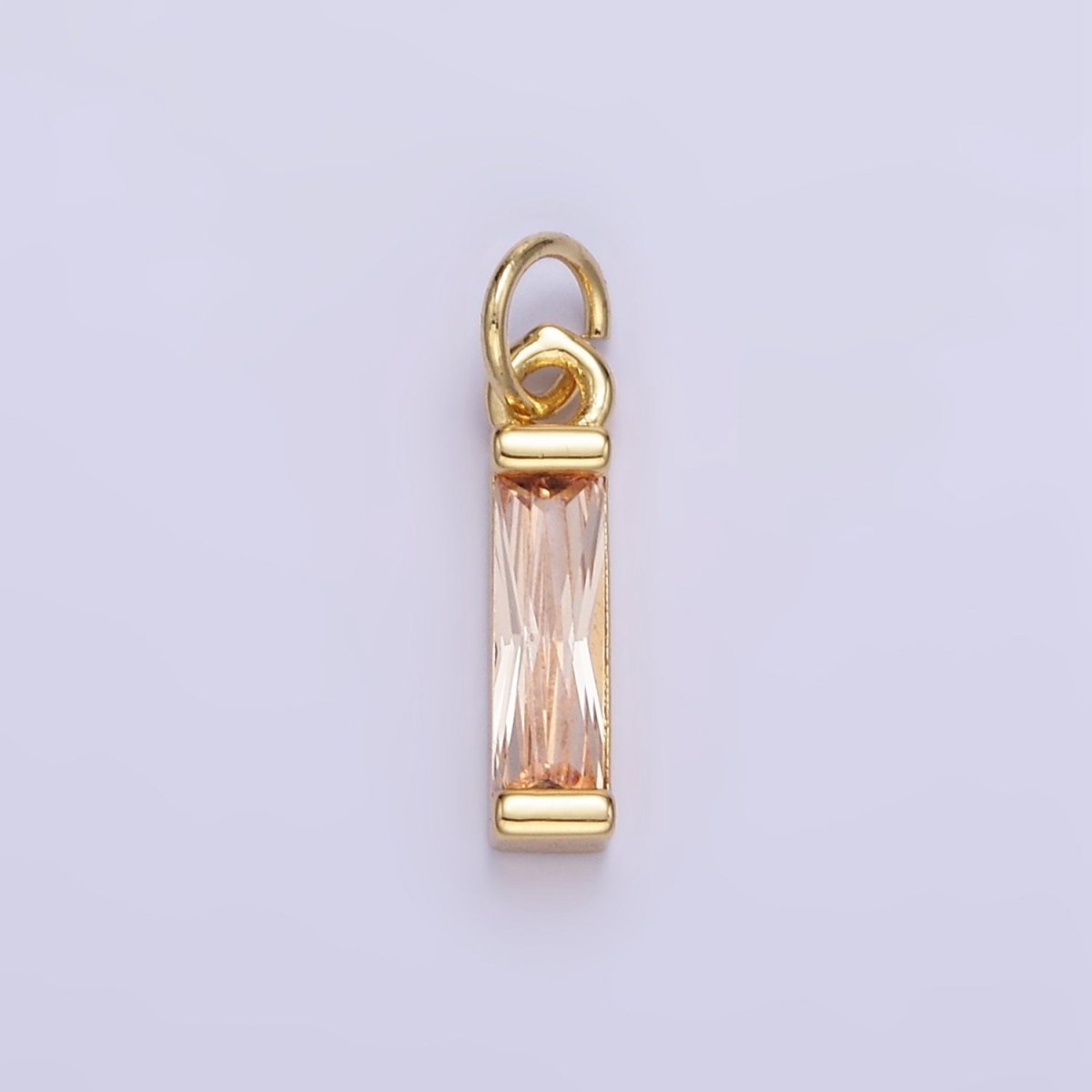 24K Gold Filled Clear, Purple, Peach, Red, Pink Baguette CZ Add - On Charm | E358 - E360 - DLUXCA