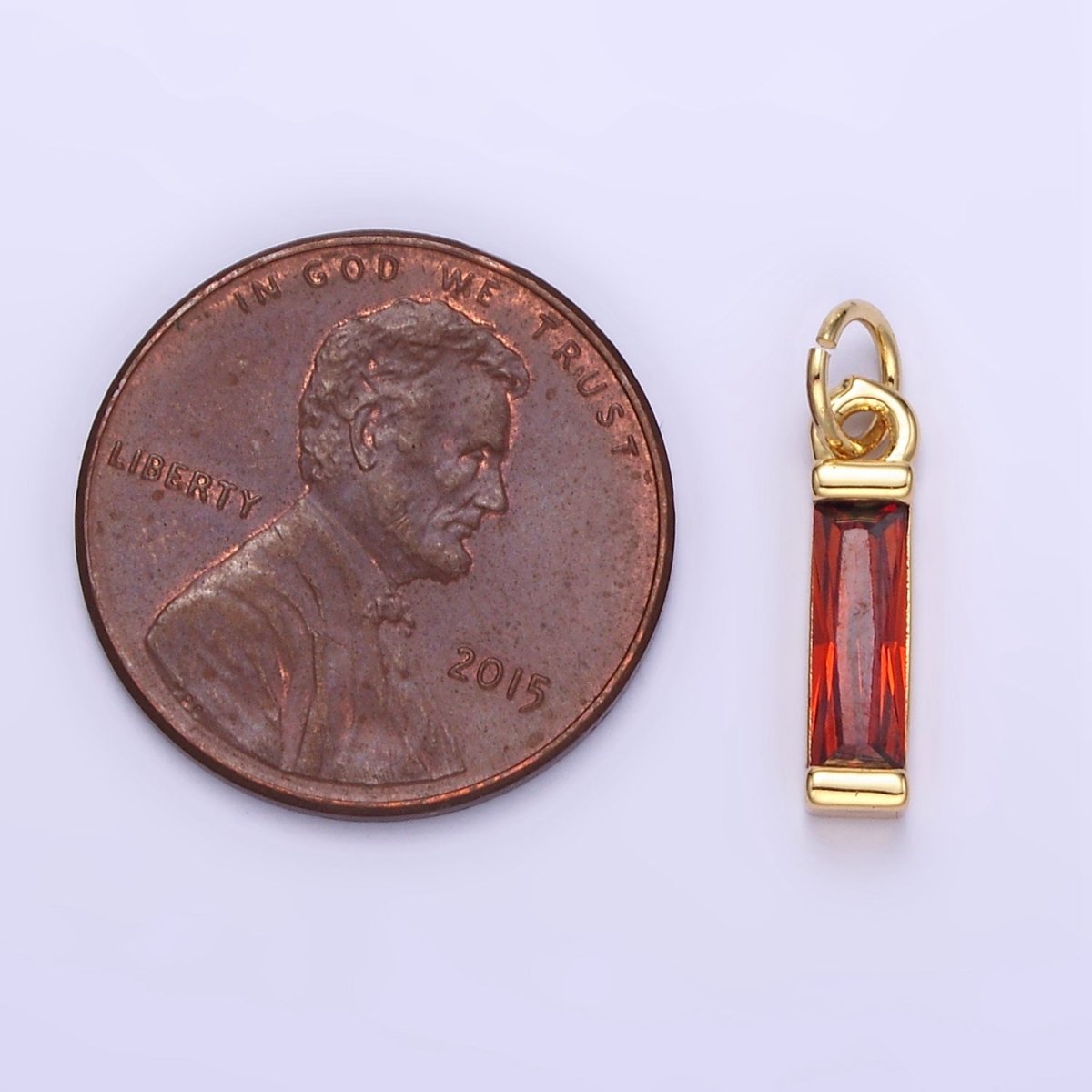 24K Gold Filled Clear, Purple, Peach, Red, Pink Baguette CZ Add - On Charm | E358 - E360 - DLUXCA