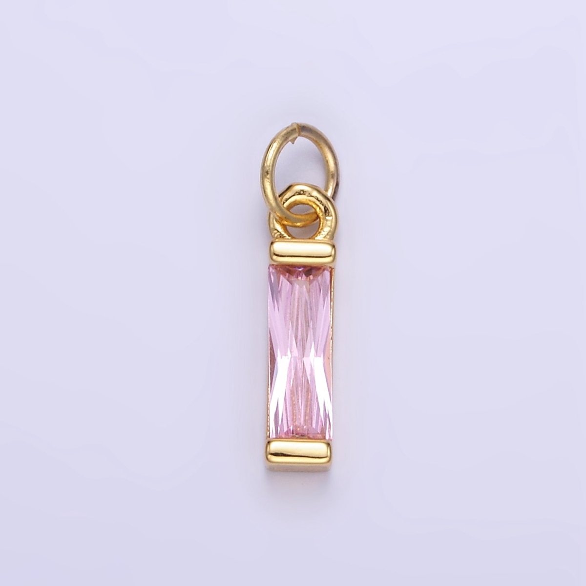 24K Gold Filled Clear, Purple, Peach, Red, Pink Baguette CZ Add - On Charm | E358 - E360 - DLUXCA