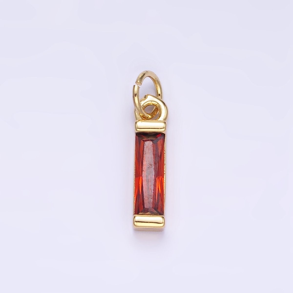 24K Gold Filled Clear, Purple, Peach, Red, Pink Baguette CZ Add - On Charm | E358 - E360 - DLUXCA
