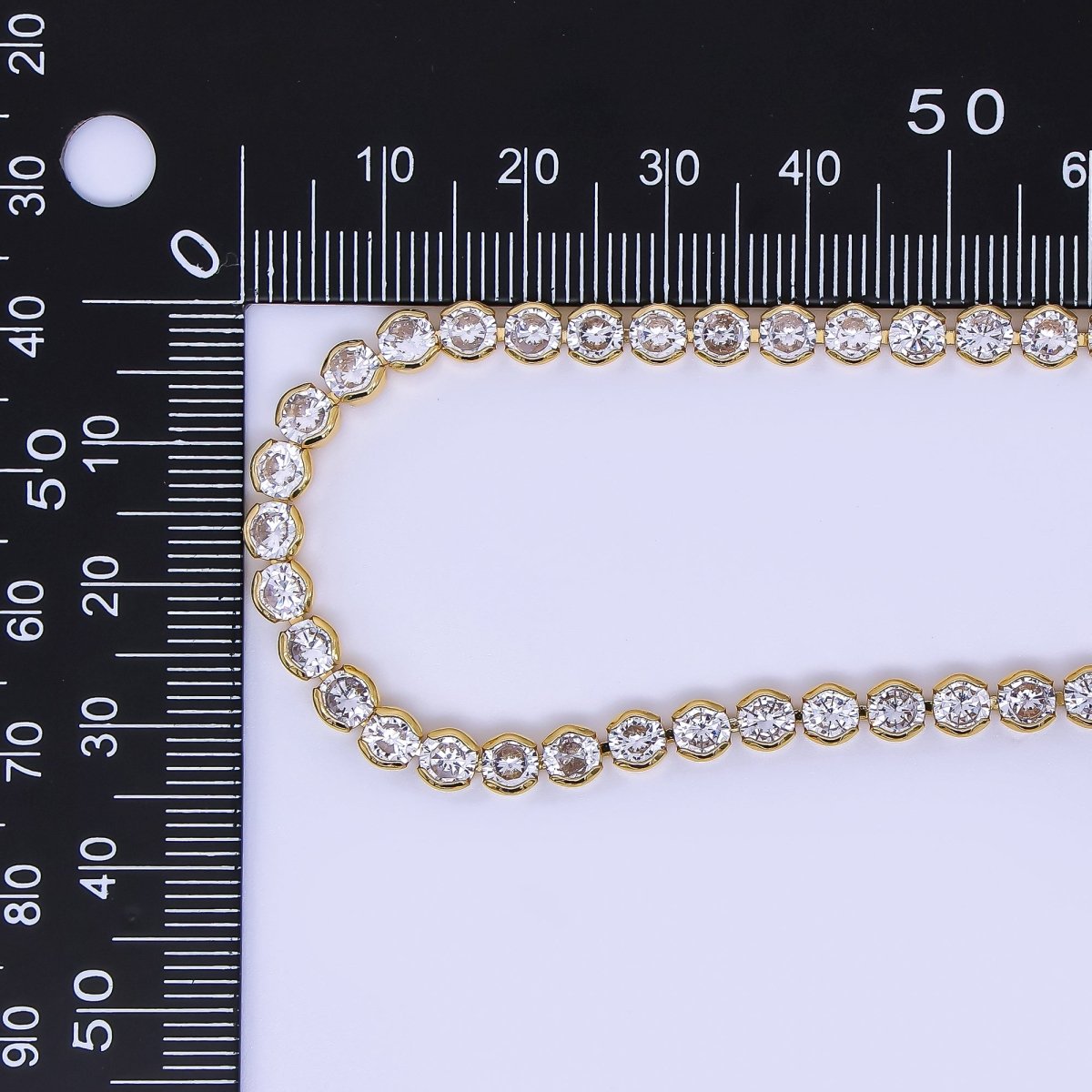 24K Gold Filled Clear Round CZ Box Clasp Tennis Necklace 18.81 Inch | WA - 3406 - DLUXCA