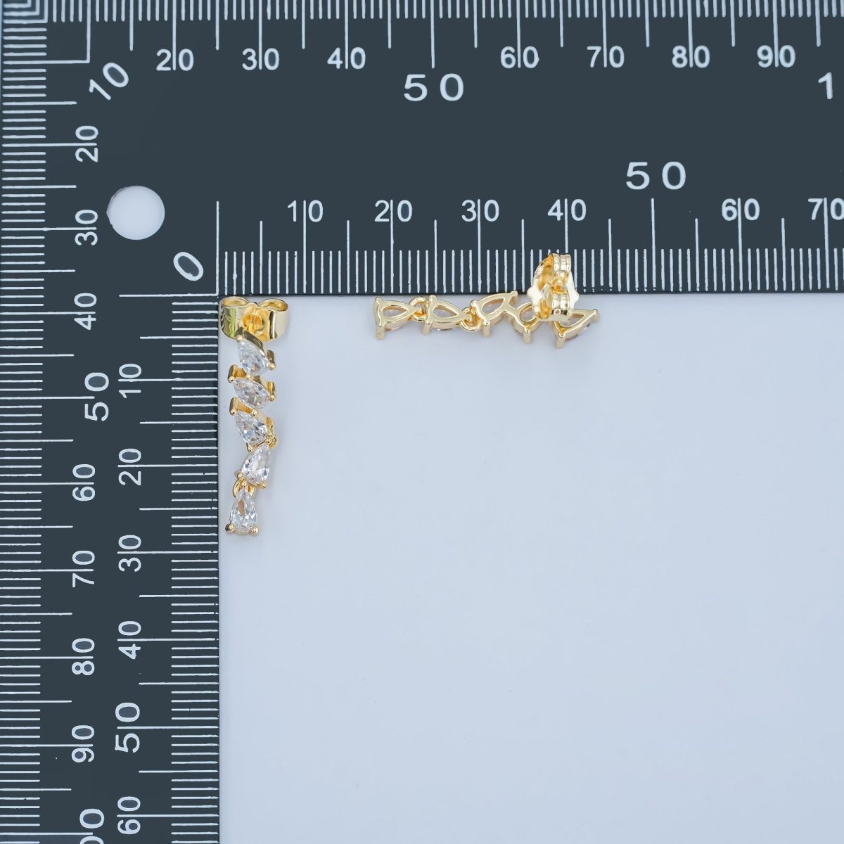 24K Gold Filled Clear Teardrop CZ Drop Stud Earrings | AD853 - DLUXCA