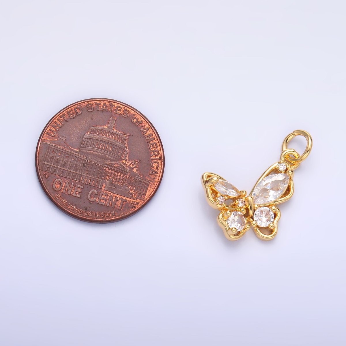 24K Gold Filled Cluster CZ Butterfly Insect Mini Charm in Gold & Silver | C034 - DLUXCA