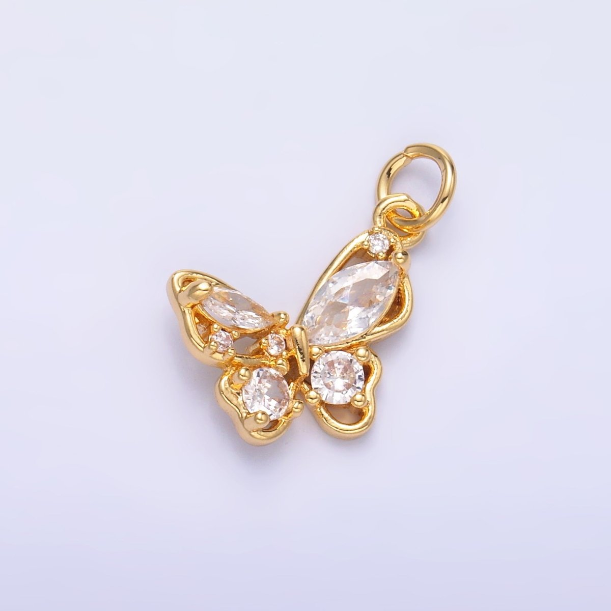 24K Gold Filled Cluster CZ Butterfly Insect Mini Charm in Gold & Silver | C034 - DLUXCA