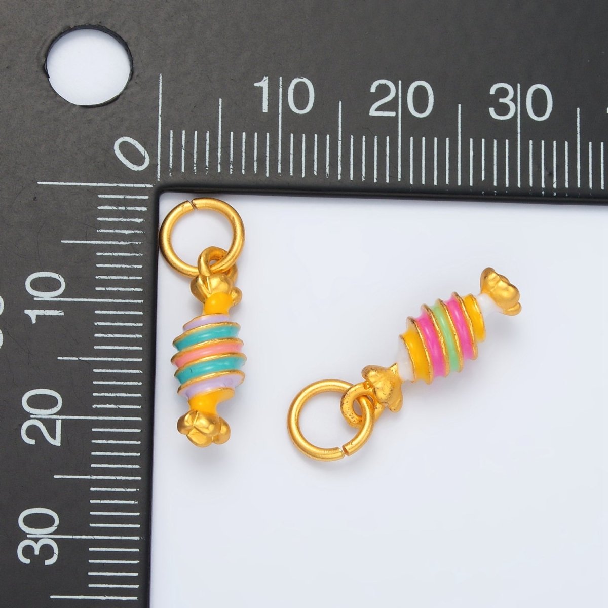 24K Gold Filled Color Twist Candy Pink & Blue Charms | M146 - DLUXCA