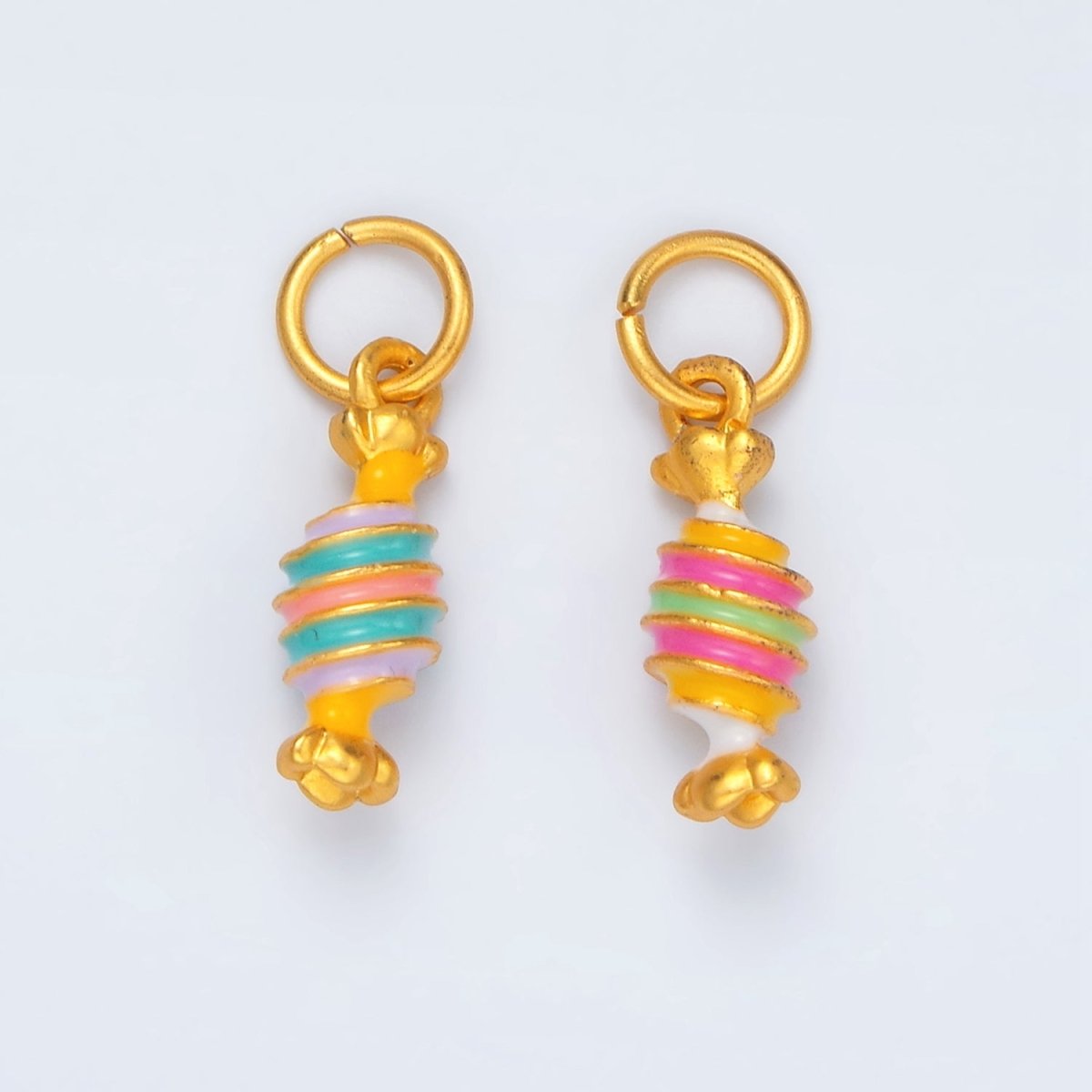 24K Gold Filled Color Twist Candy Pink & Blue Charms | M146 - DLUXCA