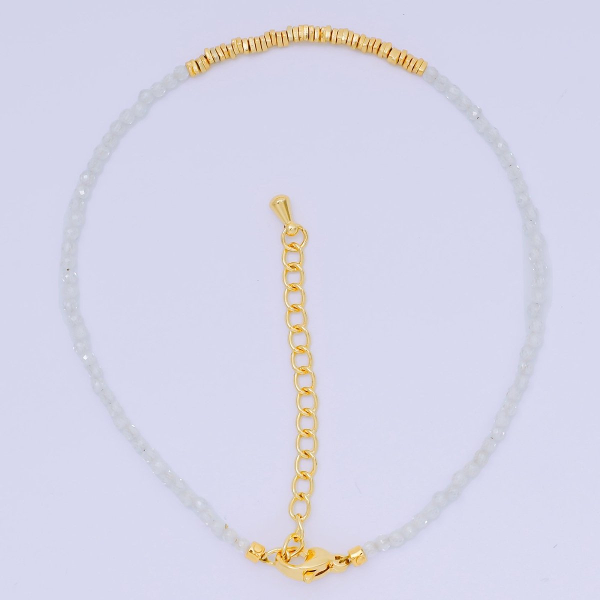 24K Gold Filled Colorful Gemstone Bead Bracelet in Black, Orange, & White | WA - 3741 - WA - 3763 - DLUXCA