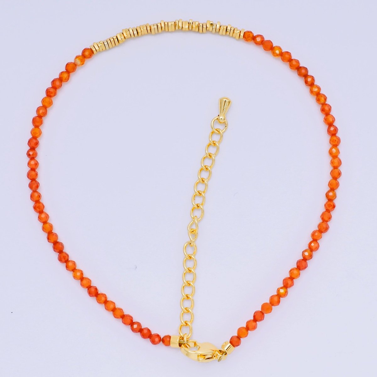 24K Gold Filled Colorful Gemstone Bead Bracelet in Black, Orange, & White | WA - 3741 - WA - 3763 - DLUXCA