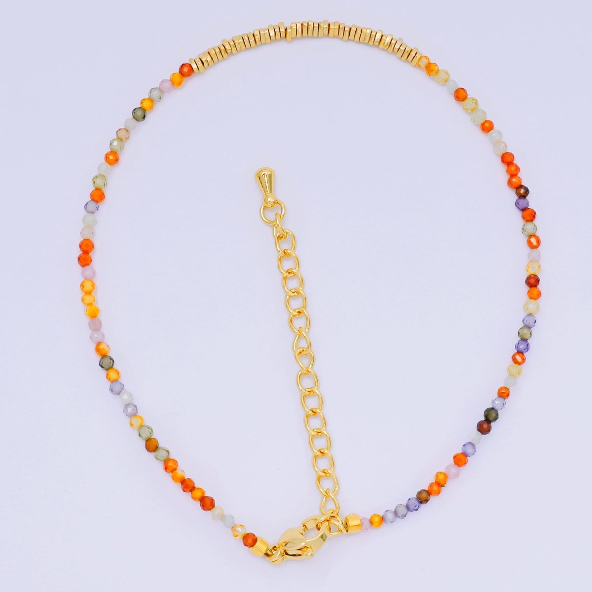 24K Gold Filled Colorful Gemstone Bead Bracelet in Black, Orange, & White | WA - 3741 - WA - 3763 - DLUXCA
