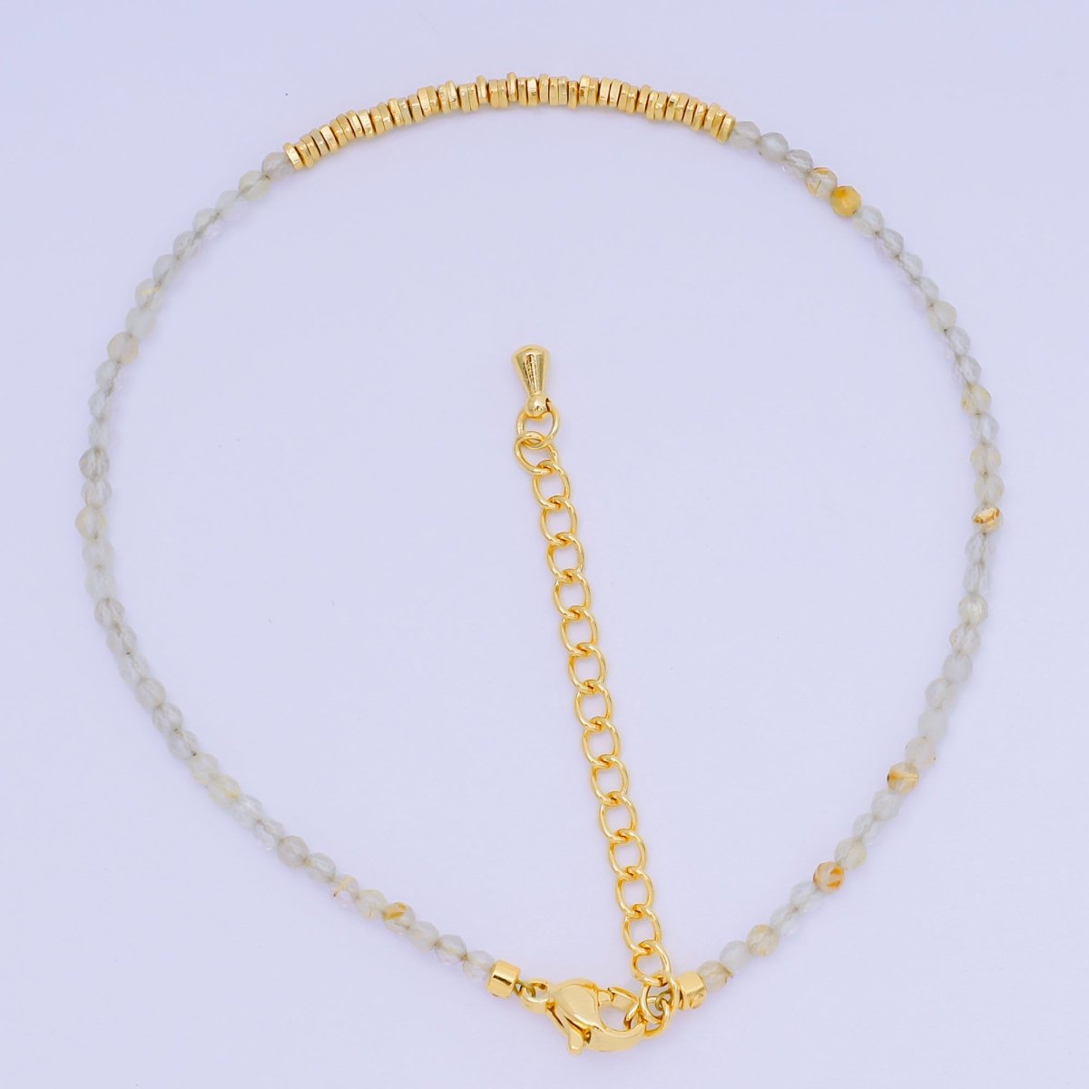 24K Gold Filled Colorful Gemstone Bead Bracelet in Black, Orange, & White | WA - 3741 - WA - 3763 - DLUXCA