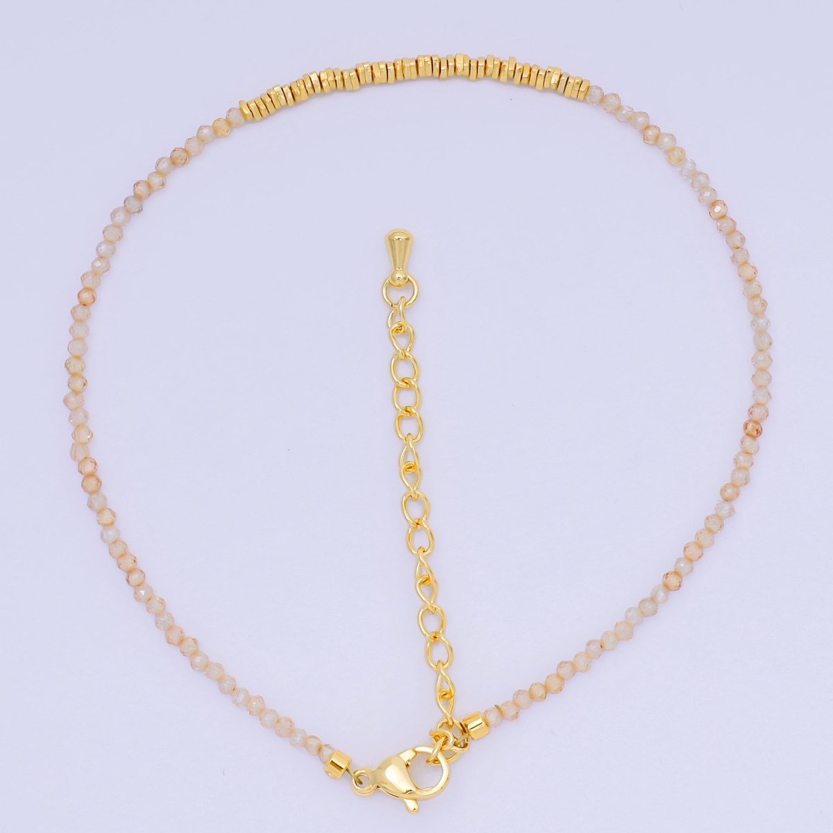 24K Gold Filled Colorful Gemstone Bead Bracelet in Black, Orange, & White | WA - 3741 - WA - 3763 - DLUXCA