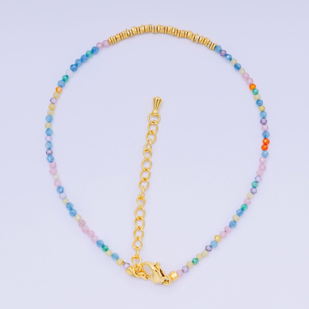 24K Gold Filled Colorful Gemstone Bead Bracelet in Black, Orange, & White | WA - 3741 - WA - 3763 - DLUXCA