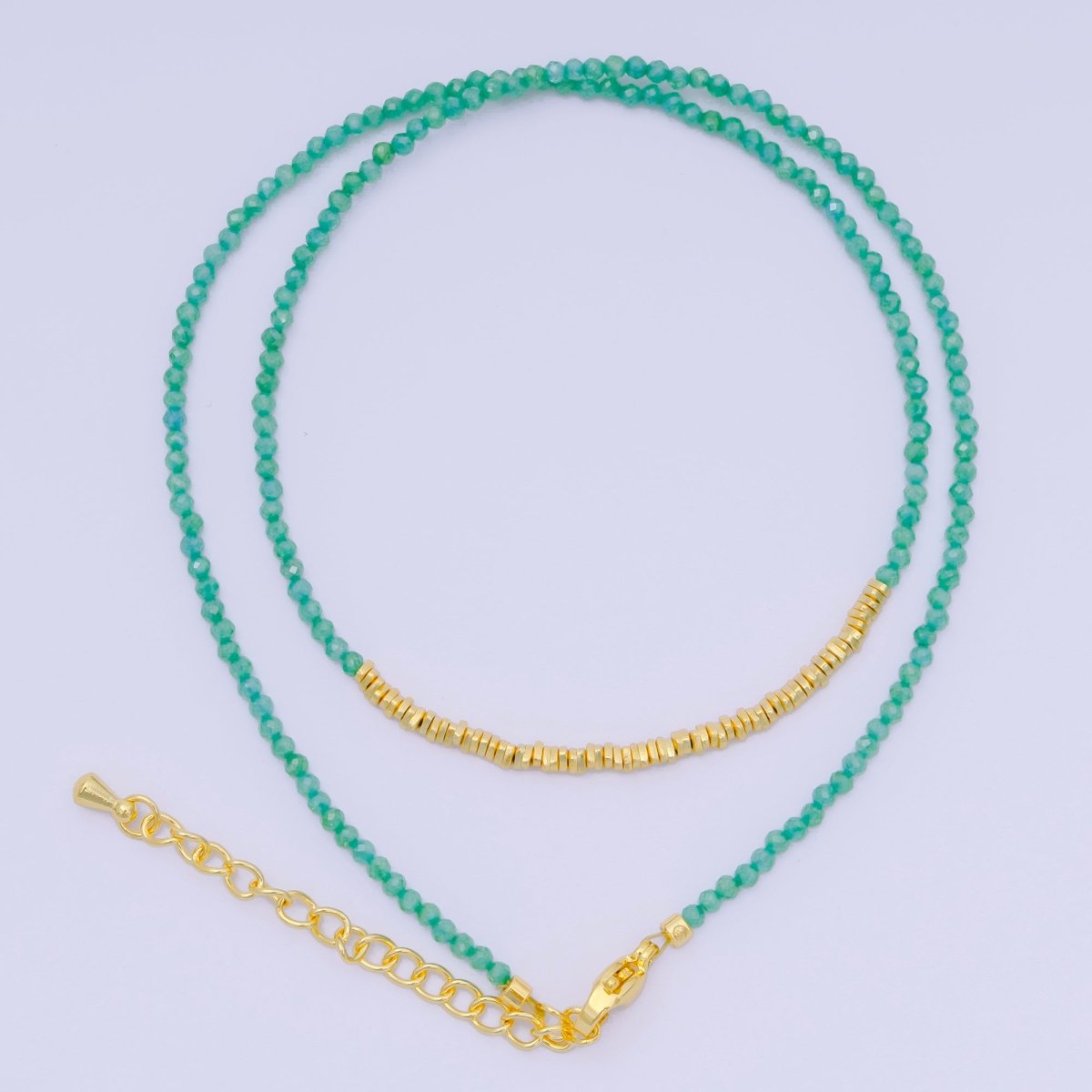 24K Gold Filled Colorful Gemstone Bead Necklace 16.92 Inch with Extender | WA - 3626 - WA - 3644 - DLUXCA
