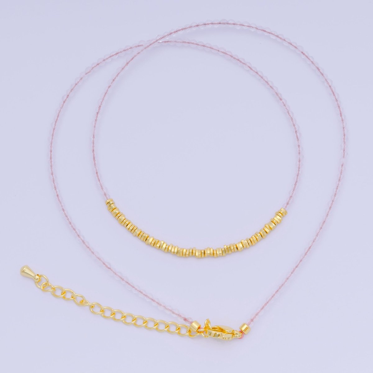 24K Gold Filled Colorful Gemstone Bead Necklace 16.92 Inch with Extender | WA - 3626 - WA - 3644 - DLUXCA