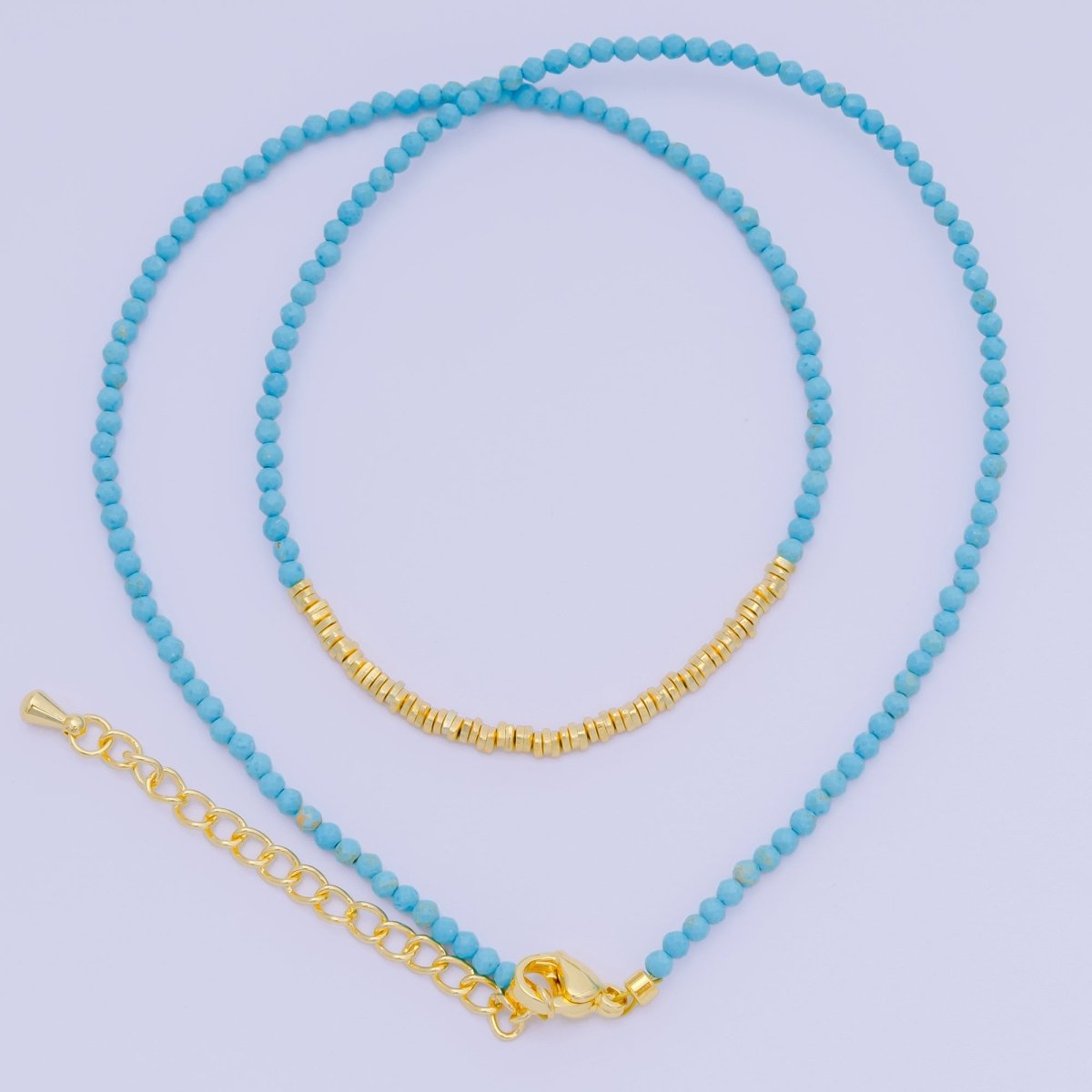 24K Gold Filled Colorful Gemstone Bead Necklace 16.92 Inch with Extender | WA - 3626 - WA - 3644 - DLUXCA