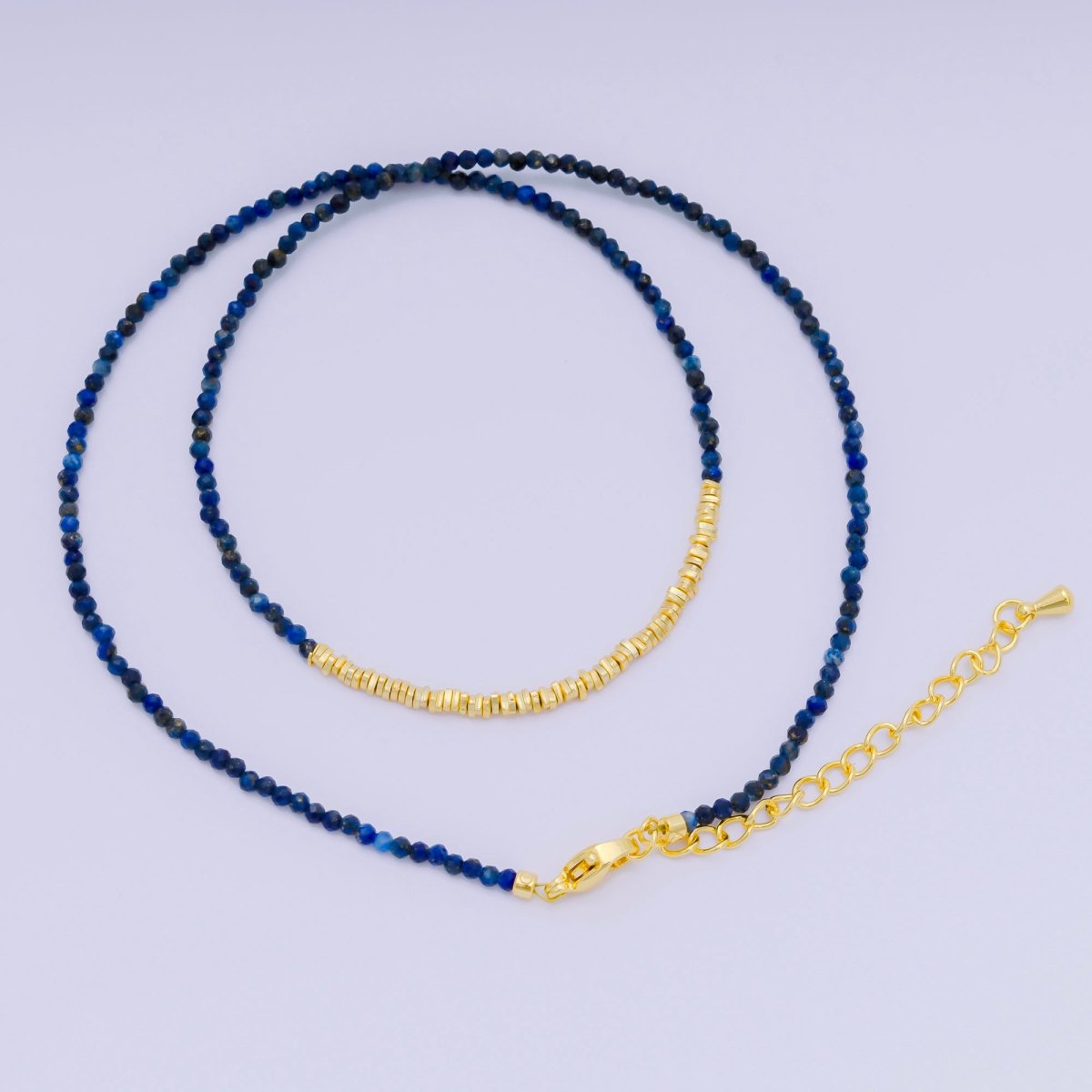 24K Gold Filled Colorful Gemstone Bead Necklace 16.92 Inch with Extender | WA - 3626 - WA - 3644 - DLUXCA