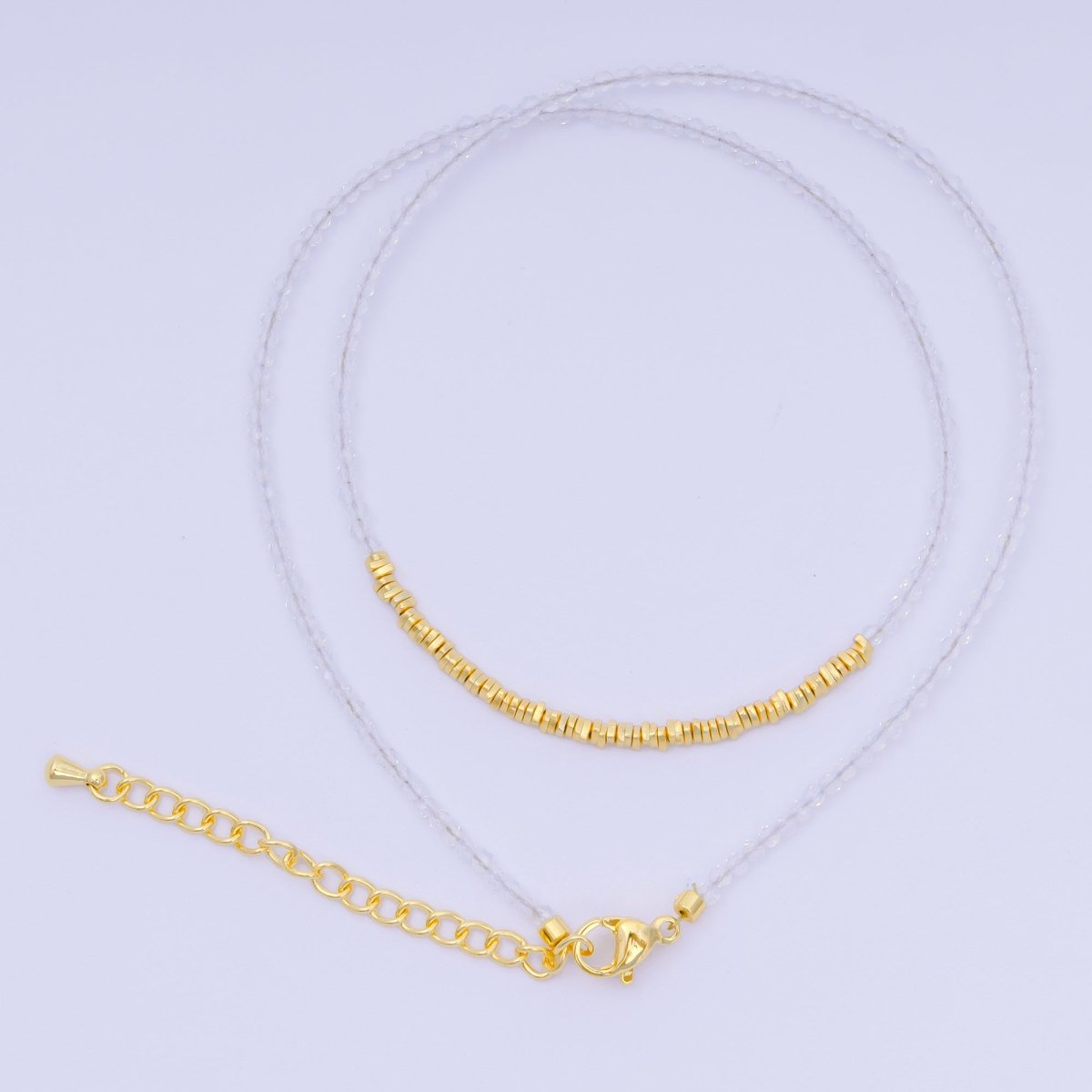 24K Gold Filled Colorful Gemstone Bead Necklace 16.92 Inch with Extender | WA - 3626 - WA - 3644 - DLUXCA