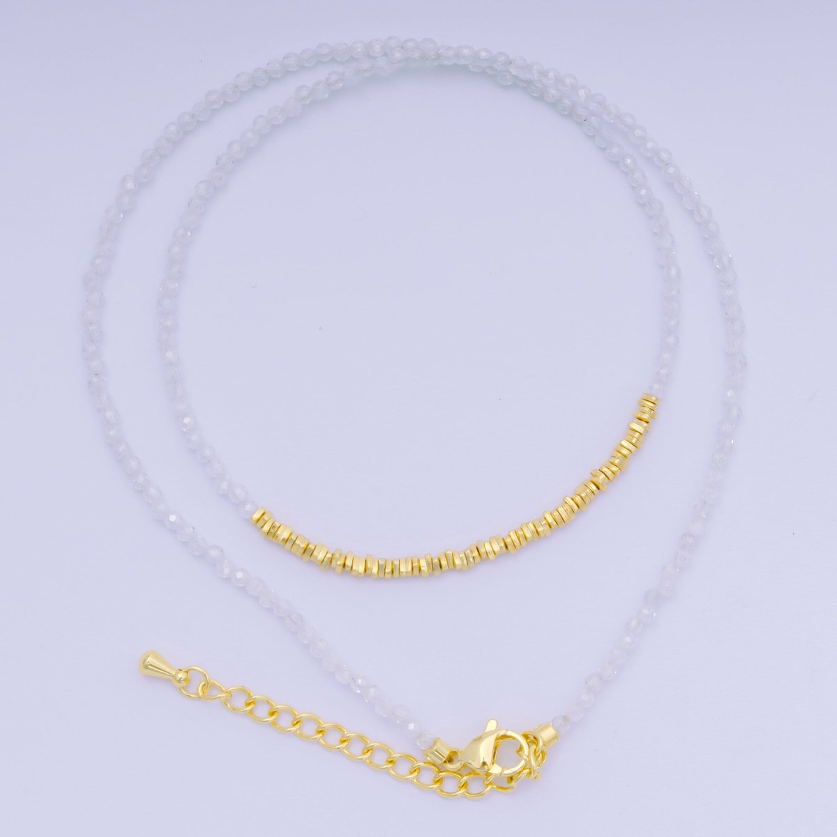 24K Gold Filled Colorful Gemstone Bead Necklace 16.92 Inch with Extender | WA - 3626 - WA - 3648 - DLUXCA