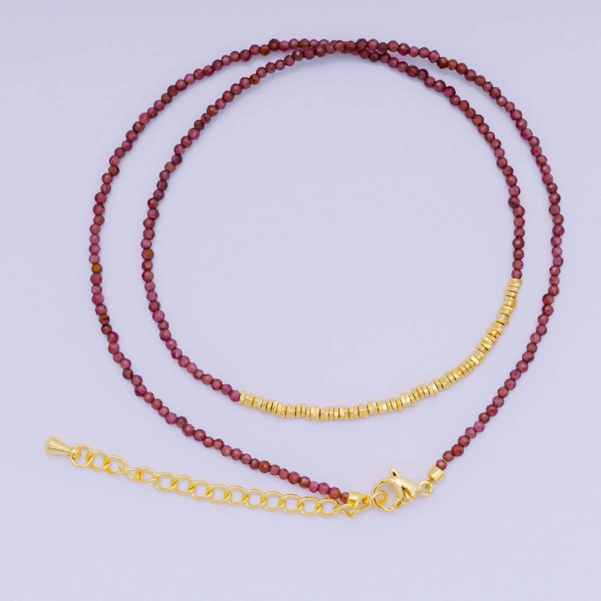 24K Gold Filled Colorful Gemstone Bead Necklace 16.92 Inch with Extender | WA - 3626 - WA - 3648 - DLUXCA