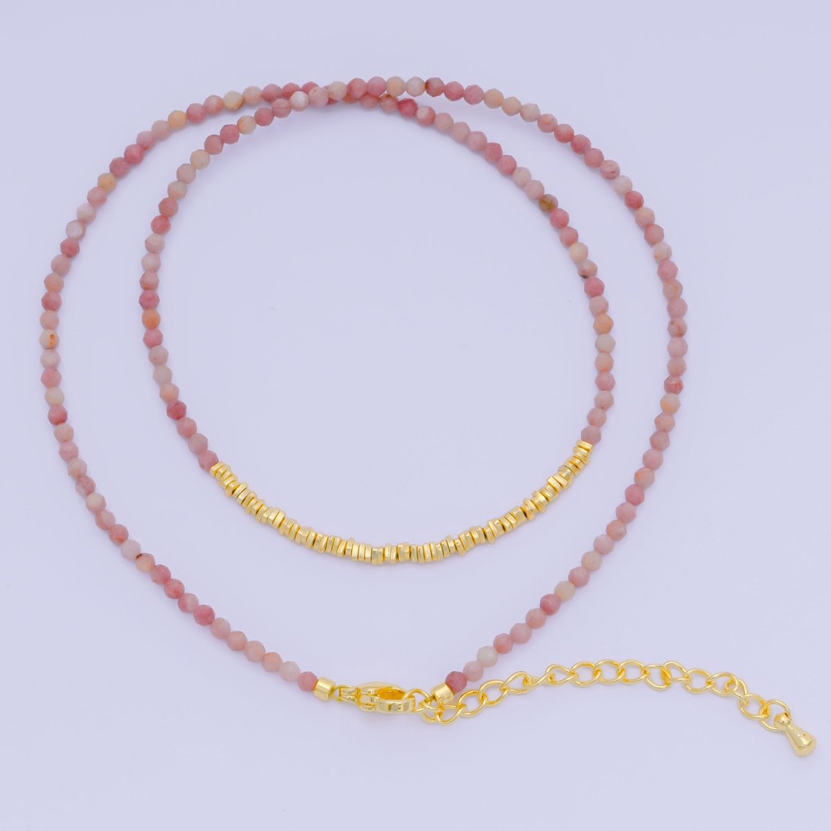 24K Gold Filled Colorful Gemstone Bead Necklace 16.92 Inch with Extender | WA - 3626 - WA - 3648 - DLUXCA