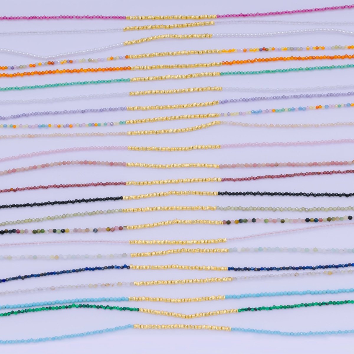 24K Gold Filled Colorful Gemstone Bead Necklace 16.92 Inch with Extender | WA - 3626 - WA - 3648 - DLUXCA