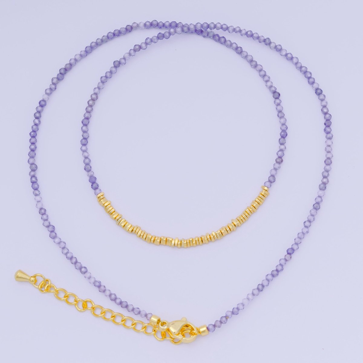 24K Gold Filled Colorful Gemstone Bead Necklace 16.92 Inch with Extender | WA - 3626 - WA - 3648 - DLUXCA