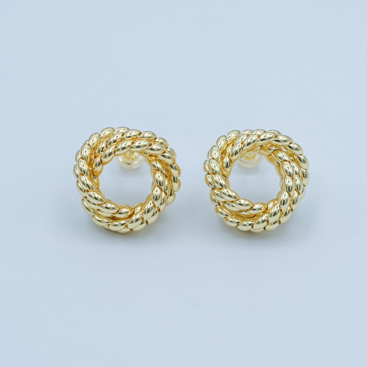 24K Gold Filled Croissant Geometric Circular Knot Stud Earrings | T029 - DLUXCA