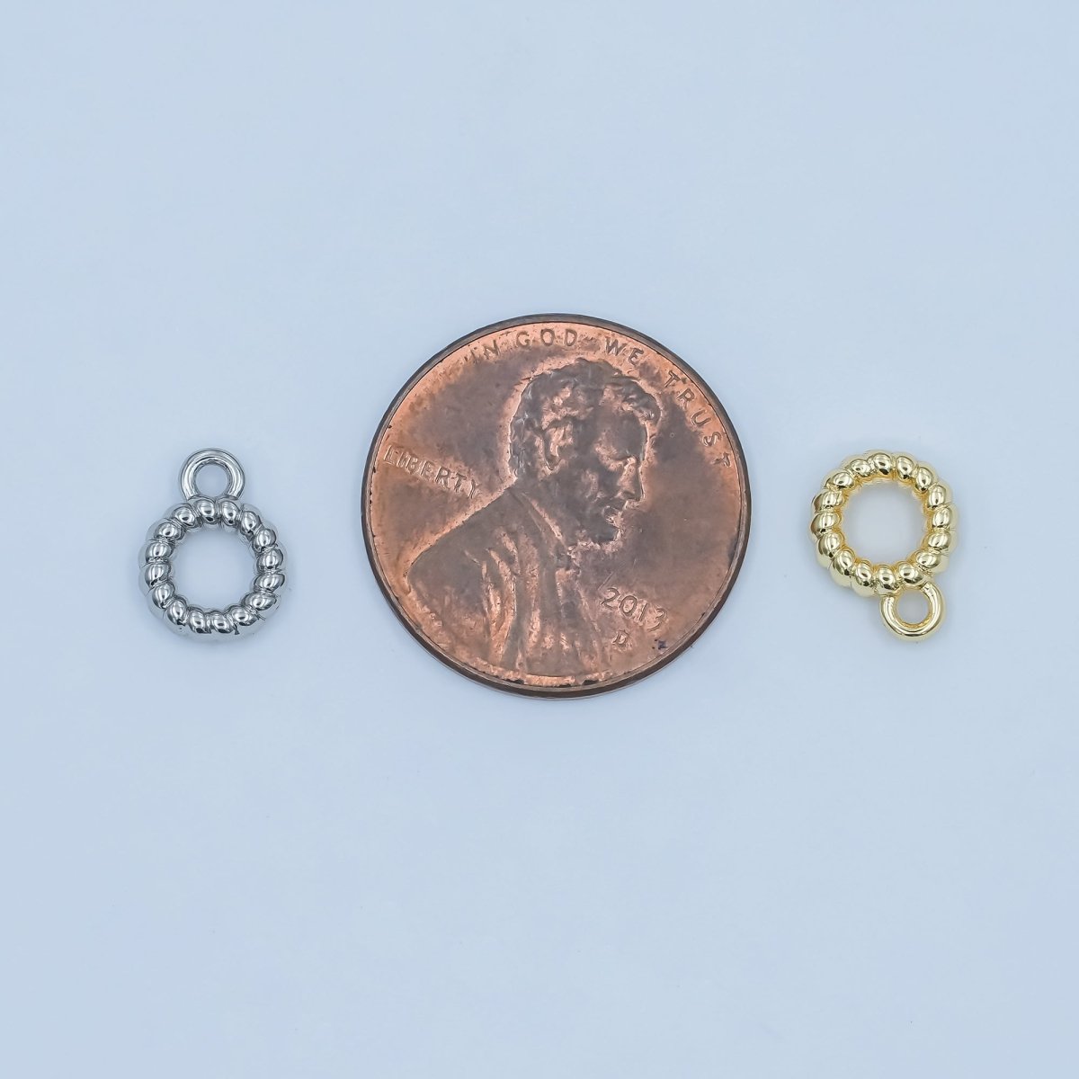 24K Gold Filled Croissant Lined Wide Round Bail Finding in Gold & Silver | Z1102 - DLUXCA