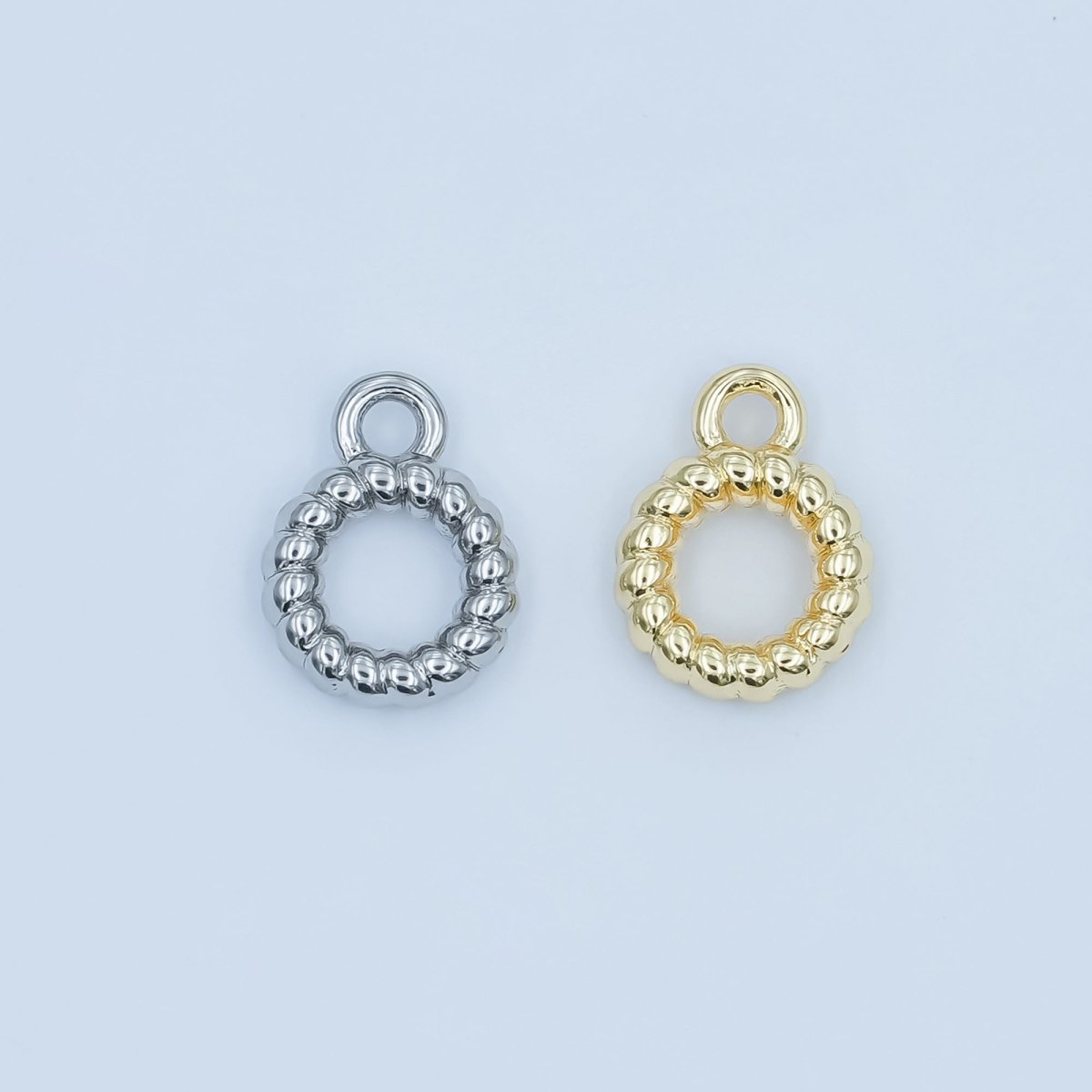 24K Gold Filled Croissant Lined Wide Round Bail Finding in Gold & Silver | Z1102 - DLUXCA