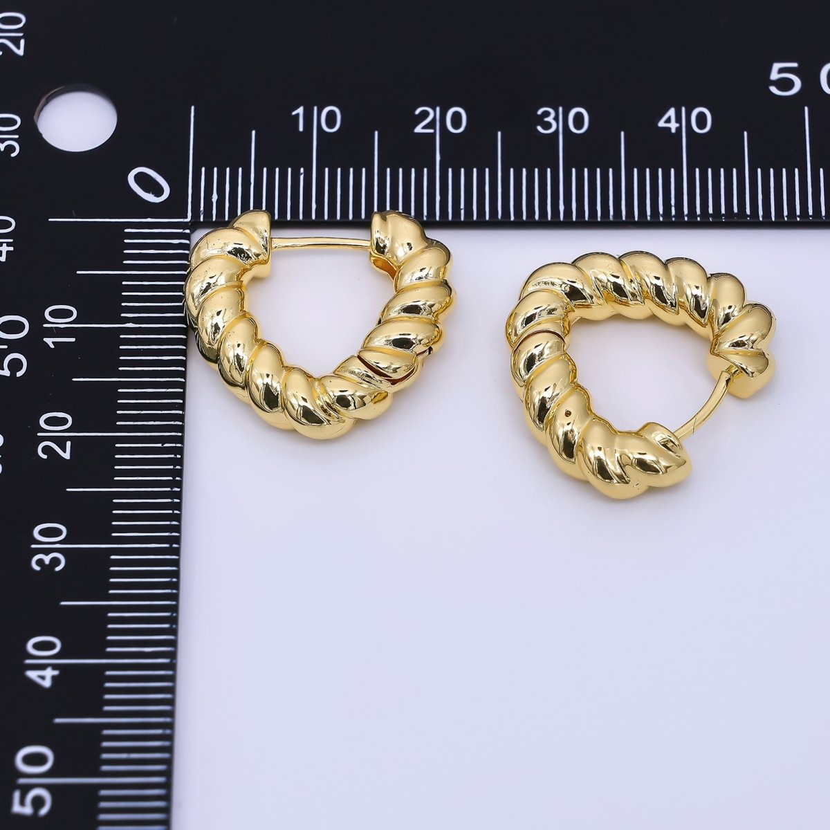 24K Gold Filled Croissant Twisted Hinged Huggie Hoops Earrings | AJ - 065 - DLUXCA