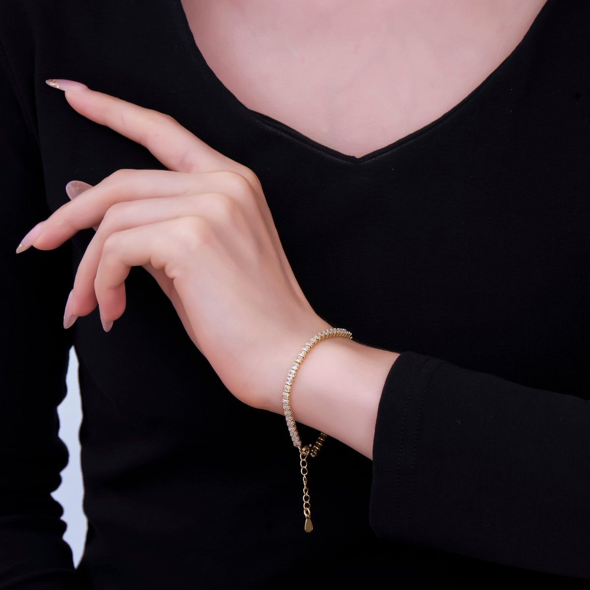 24K Gold Filled Cubic CZ Classic Tennis Bracelet | WA - 3329 - DLUXCA
