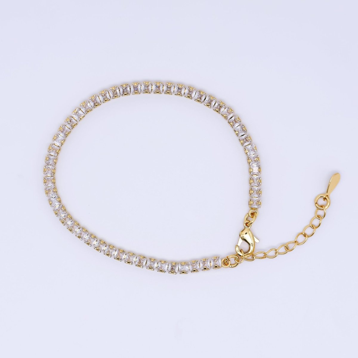 24K Gold Filled Cubic CZ Classic Tennis Bracelet | WA - 3329 - DLUXCA