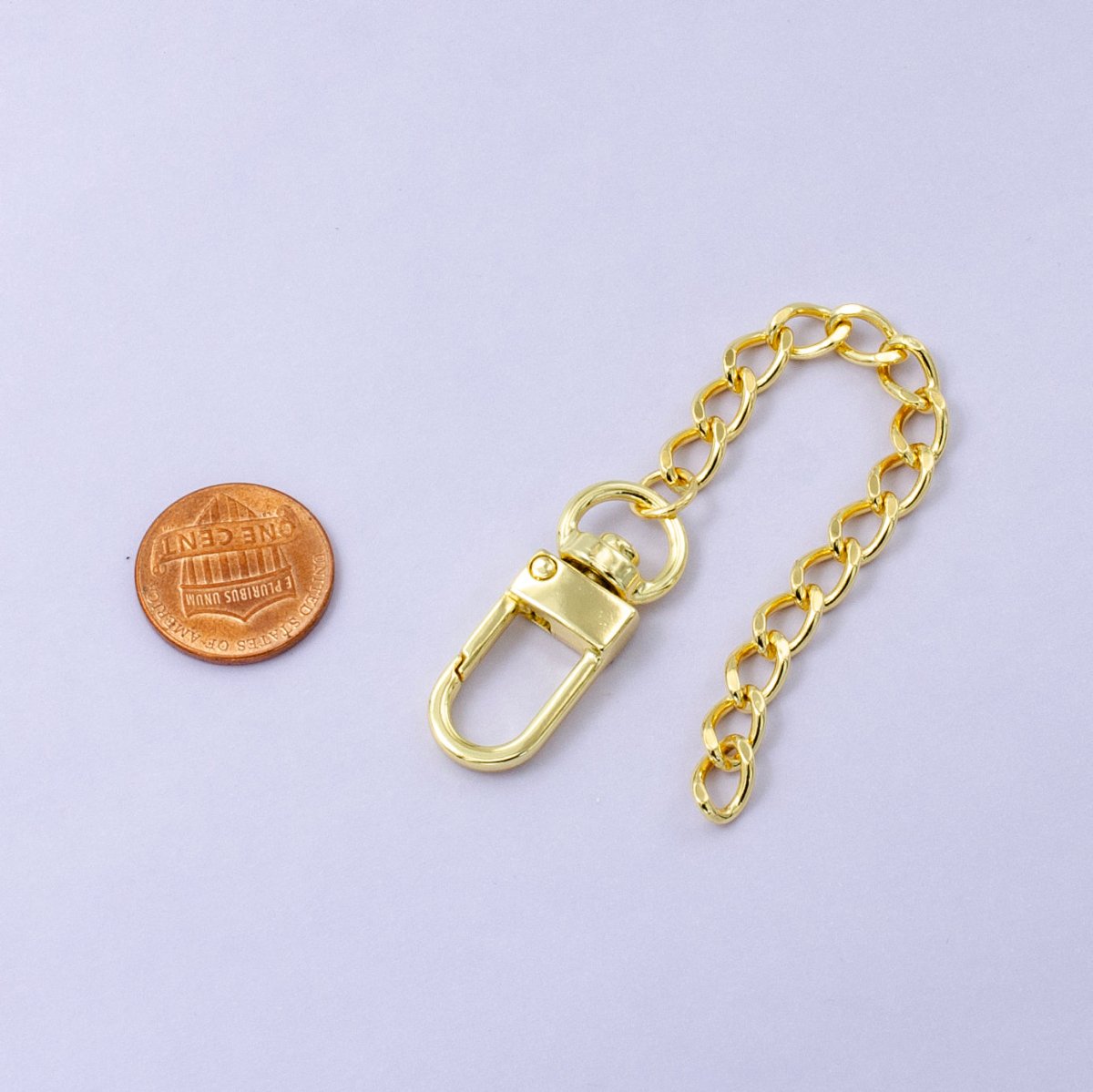 24K Gold Filled Curb Chain Bag Purse Charm Swivel Keychain Finding | WA - 2758 - DLUXCA
