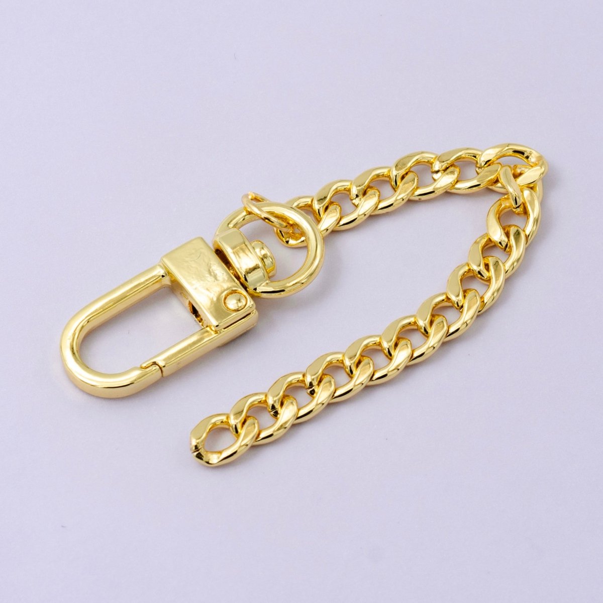 24K Gold Filled Curb Chain Bag Purse Charm Swivel Keychain Findings | WA - 2747 - DLUXCA